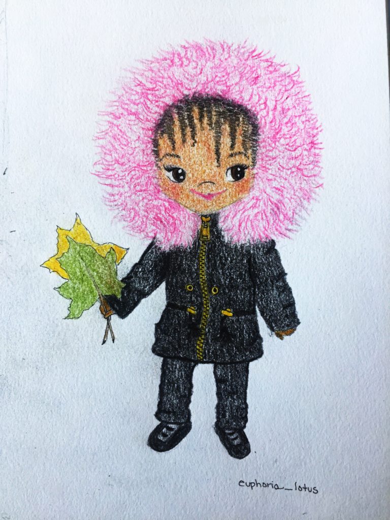 Cute black girl drawing illustration